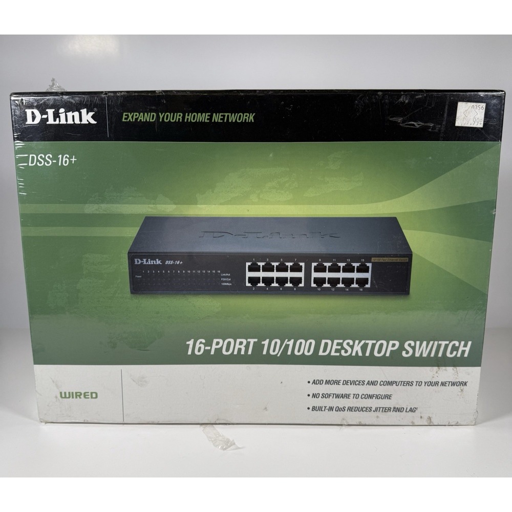 D-Link DSS-16+ 16-Port 10/100 Desktop Switch Wired Network Hub Black New Sealed